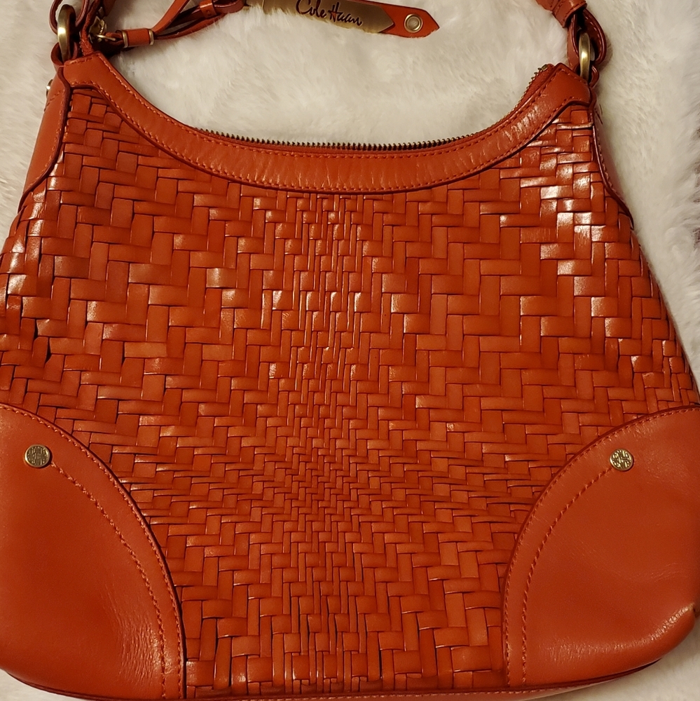 Cole Haan Genevieve woven leather purse hobo
